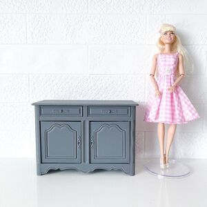 Barbie Miniature Dollhouse Gray French Cabinet Sideboard 1:6 Scale 3D Printed